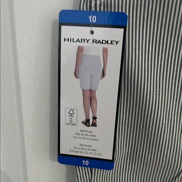 Hilary Radley Micro Pinstripe Bermuda Shorts Stretchy Size 10 - Picture 3 of 5